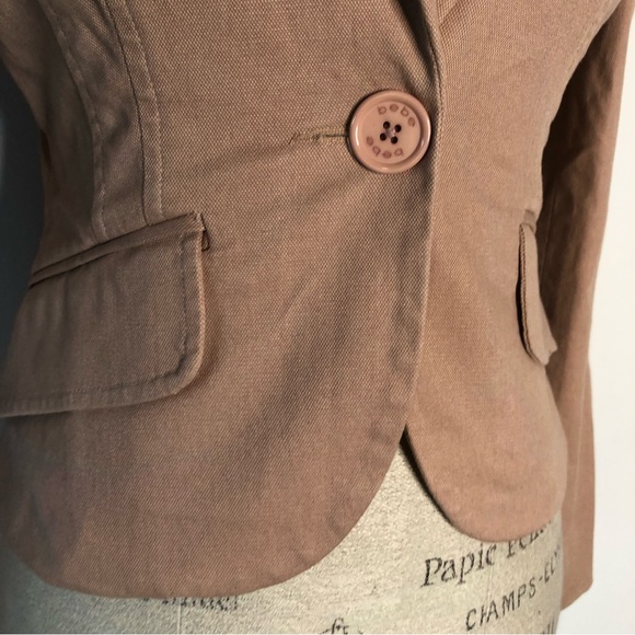 Y2K Bebe Khaki Cropped One Button Blazer Small - Picture 3 of 10